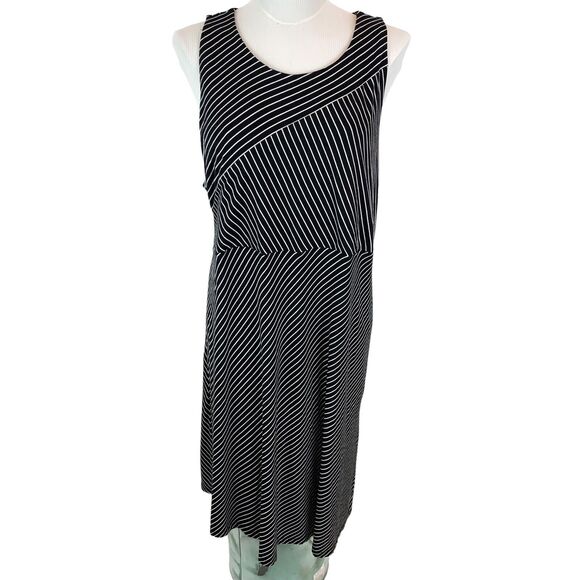 Athleta Santorini mixed stripe sleeveless modal dress 2XL stretch A-line - Picture 1 of 10
